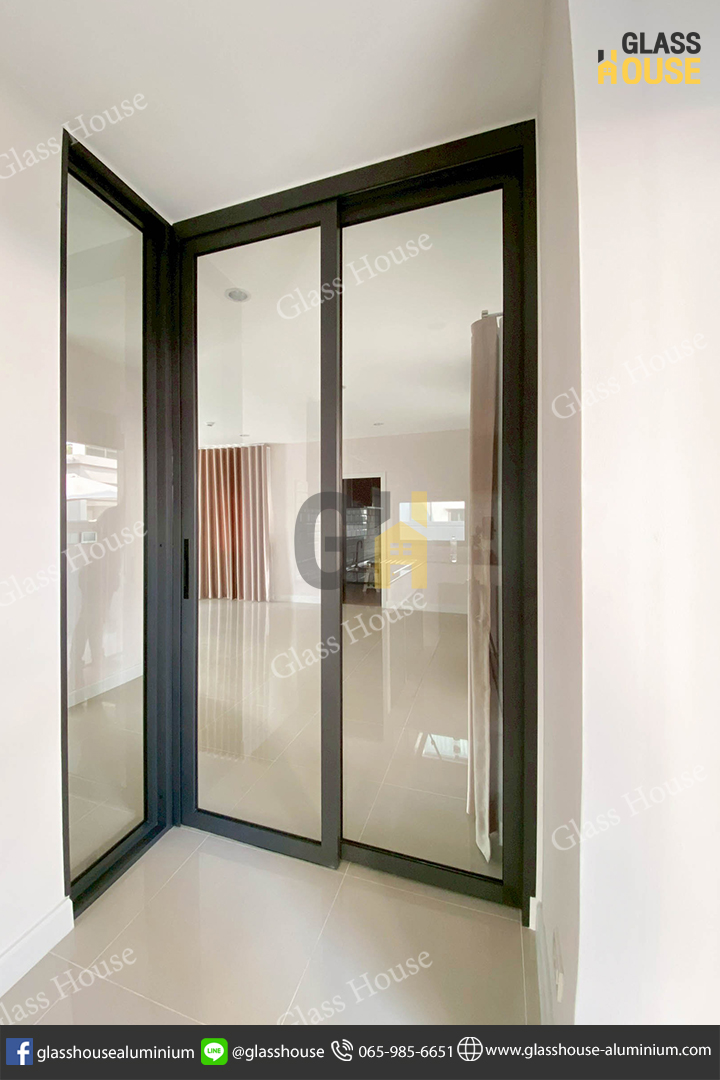 ประตู PC Door, pc door, บานเลื่อน, บานเลื่อนสวิง, ประตูบานพับ, ประตูบานเปิด, กั้นห้อง, กั้นแอร์, กั้นห้องกระจก, กั้นห้องอลูมิเนียม, ประตูบานเลื่อนซ้อน, ประตู 2 in 1, บาน 2 in 1