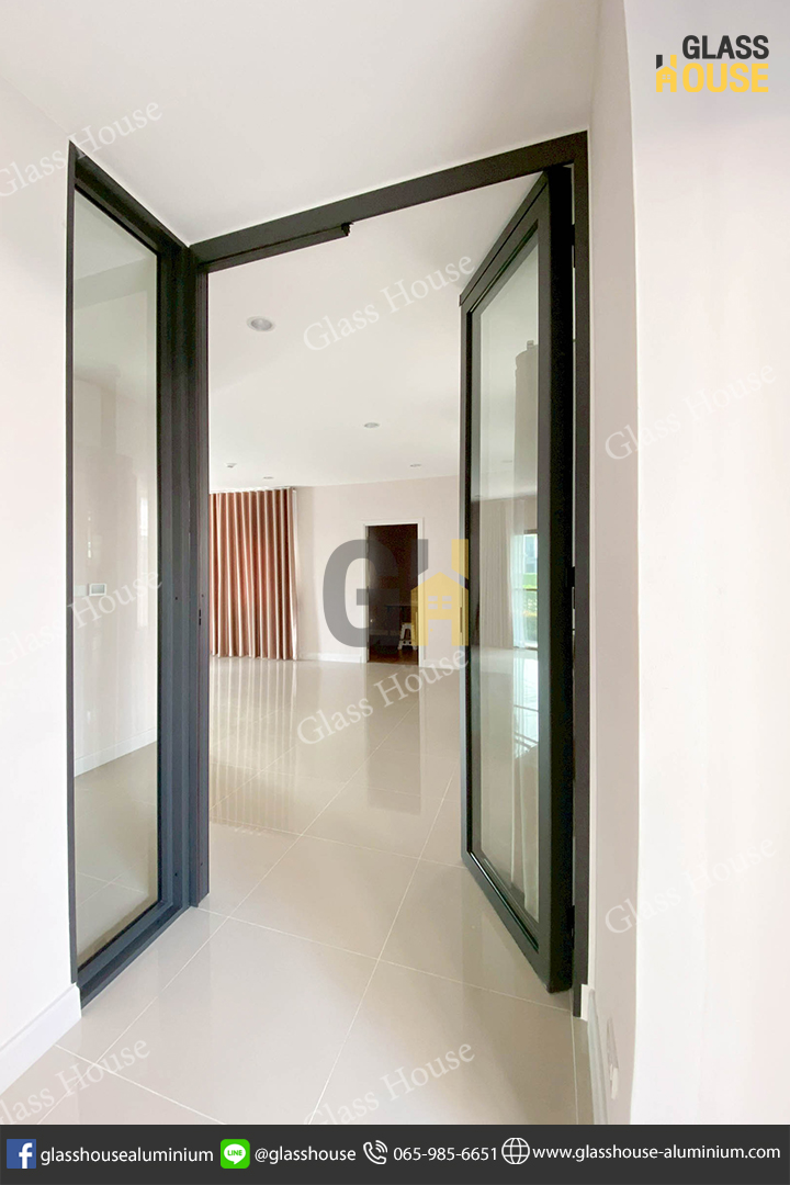ประตู PC Door, pc door, บานเลื่อน, บานเลื่อนสวิง, ประตูบานพับ, ประตูบานเปิด, กั้นห้อง, กั้นแอร์, กั้นห้องกระจก, กั้นห้องอลูมิเนียม, ประตูบานเลื่อนซ้อน, ประตู 2 in 1, บาน 2 in 1