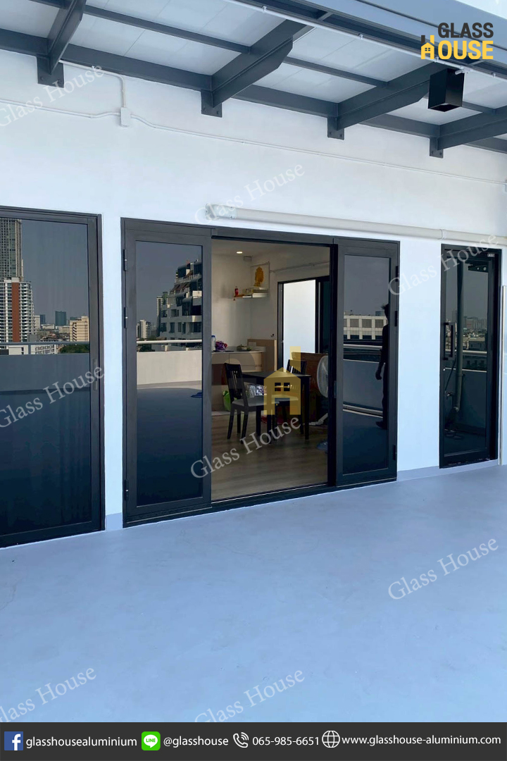 ประตู PC Door, pc door, บานเลื่อน, บานเลื่อนสวิง, ประตูบานพับ, ประตูบานเปิด, กั้นห้อง, กั้นแอร์, กั้นห้องกระจก, กั้นห้องอลูมิเนียม, ประตูบานเลื่อนซ้อน, ประตู 2 in 1, บาน 2 in 1